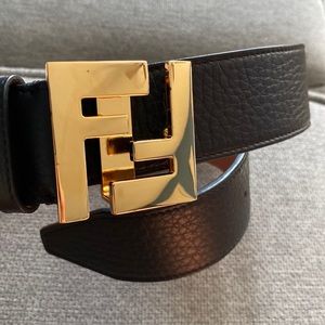 Black Fendi belt w/ gold hardware